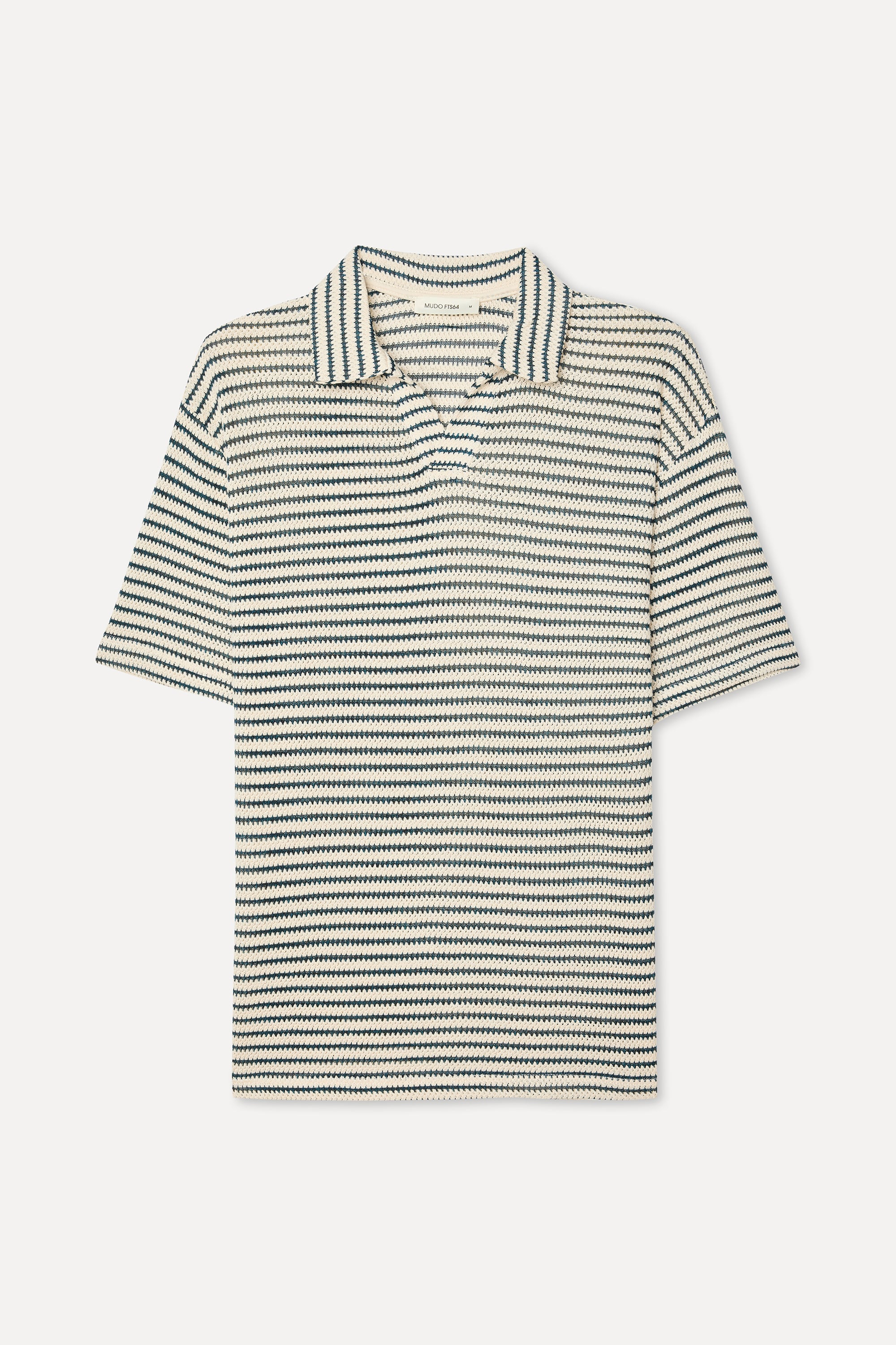 Mudo Erkek Kırık Beyaz Çizgili Comfort Fit Polo Yaka T-Shirt