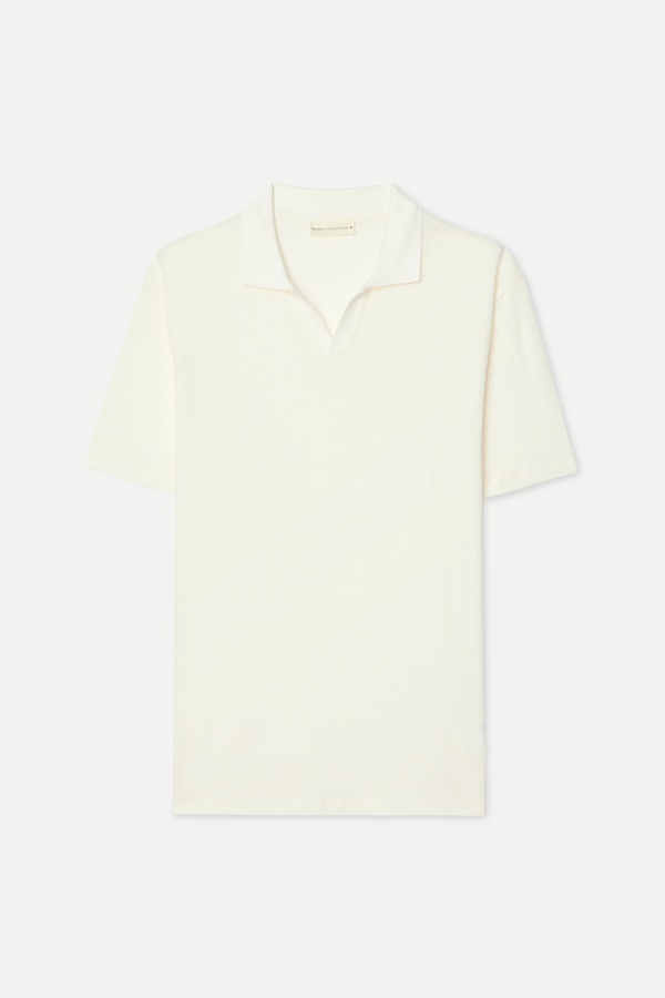 Erkek Kırık Beyaz Polo Yaka T-Shirt