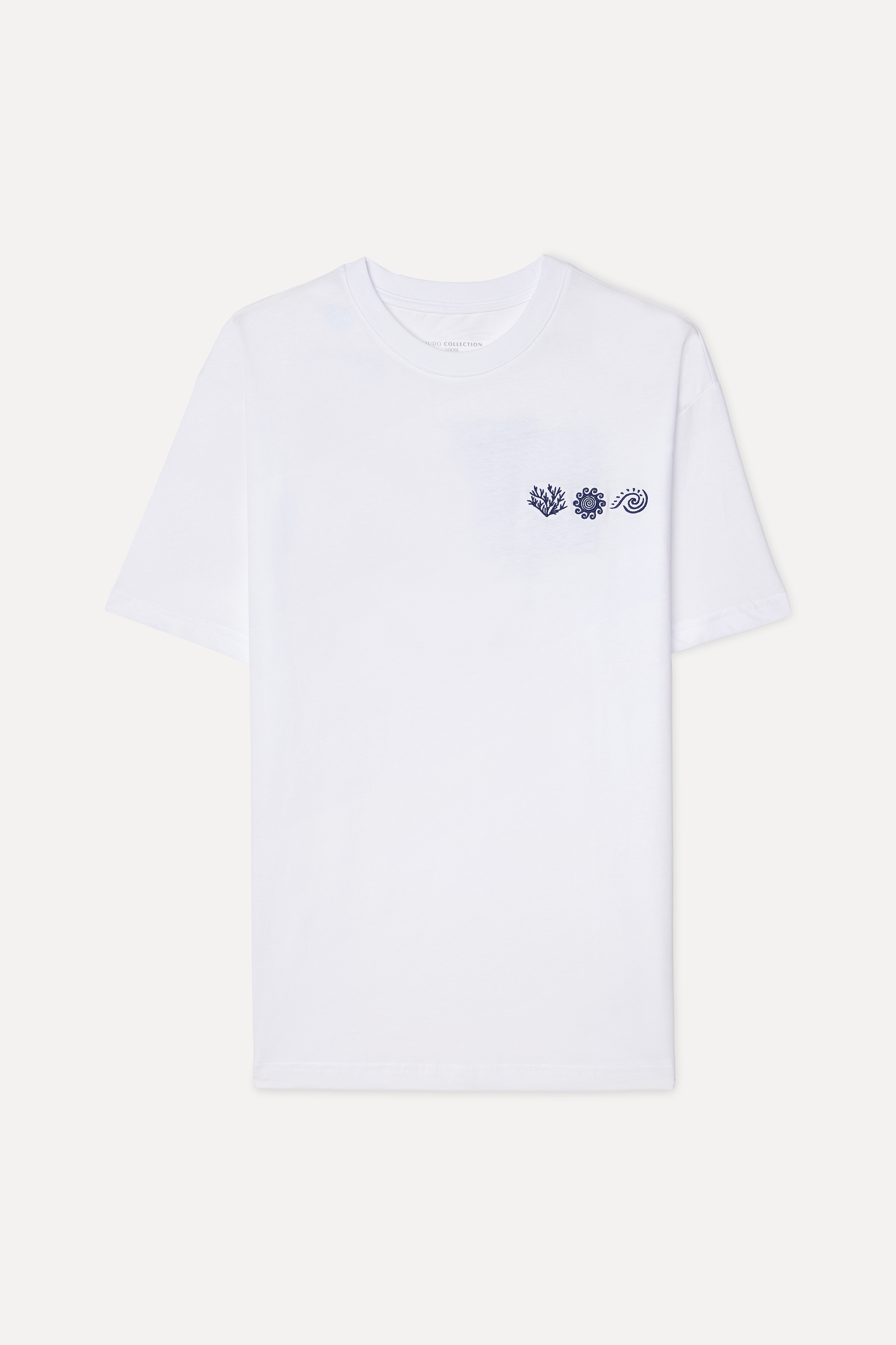 Mudo Erkek Beyaz Baskılı Loose Fit Bisiklet Yaka T-Shirt