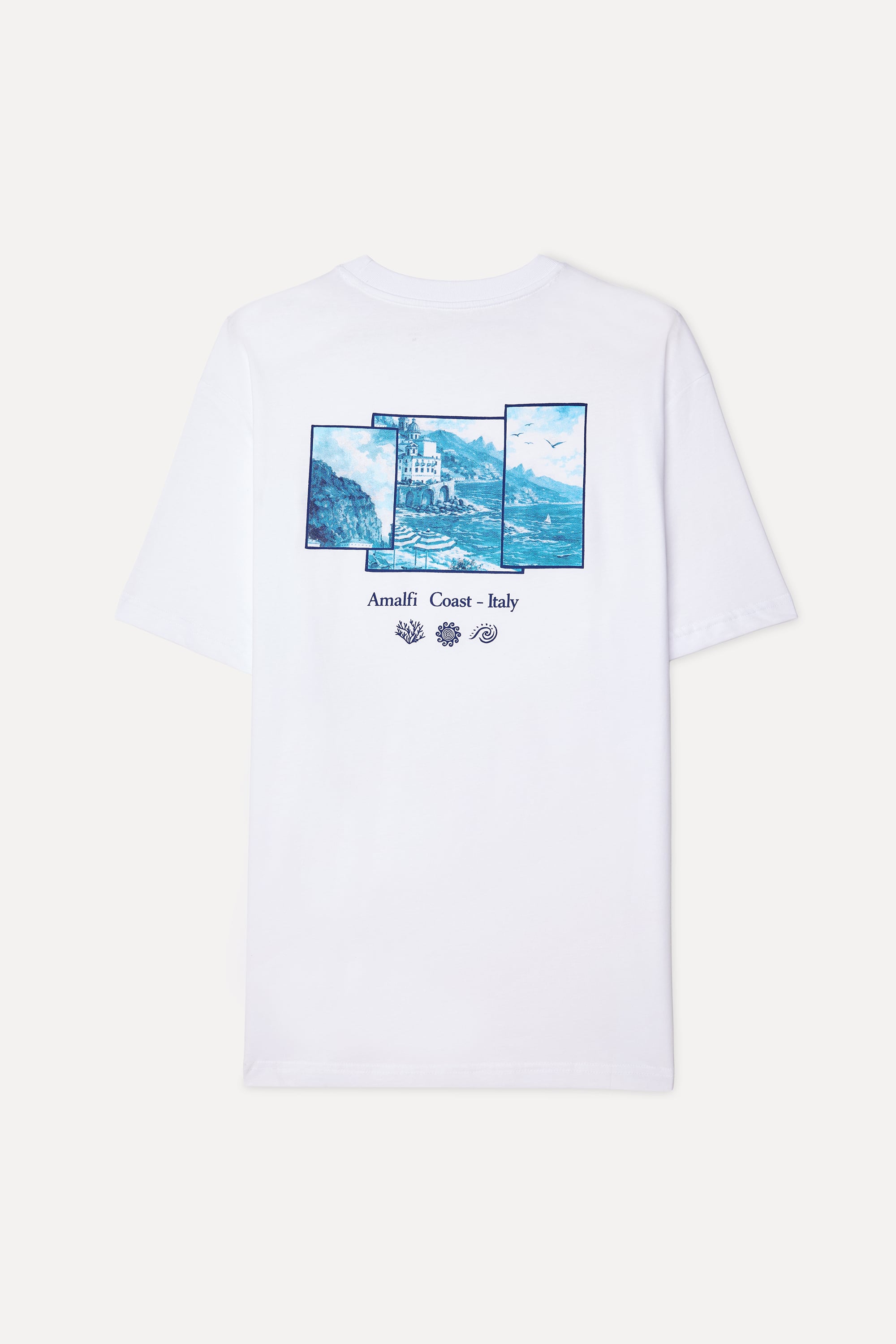 Erkek Beyaz Baskılı Loose Fit Bisiklet Yaka T-Shirt