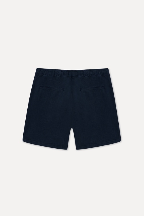 Erkek Lacivert Nakışlı Straight Fit Şort