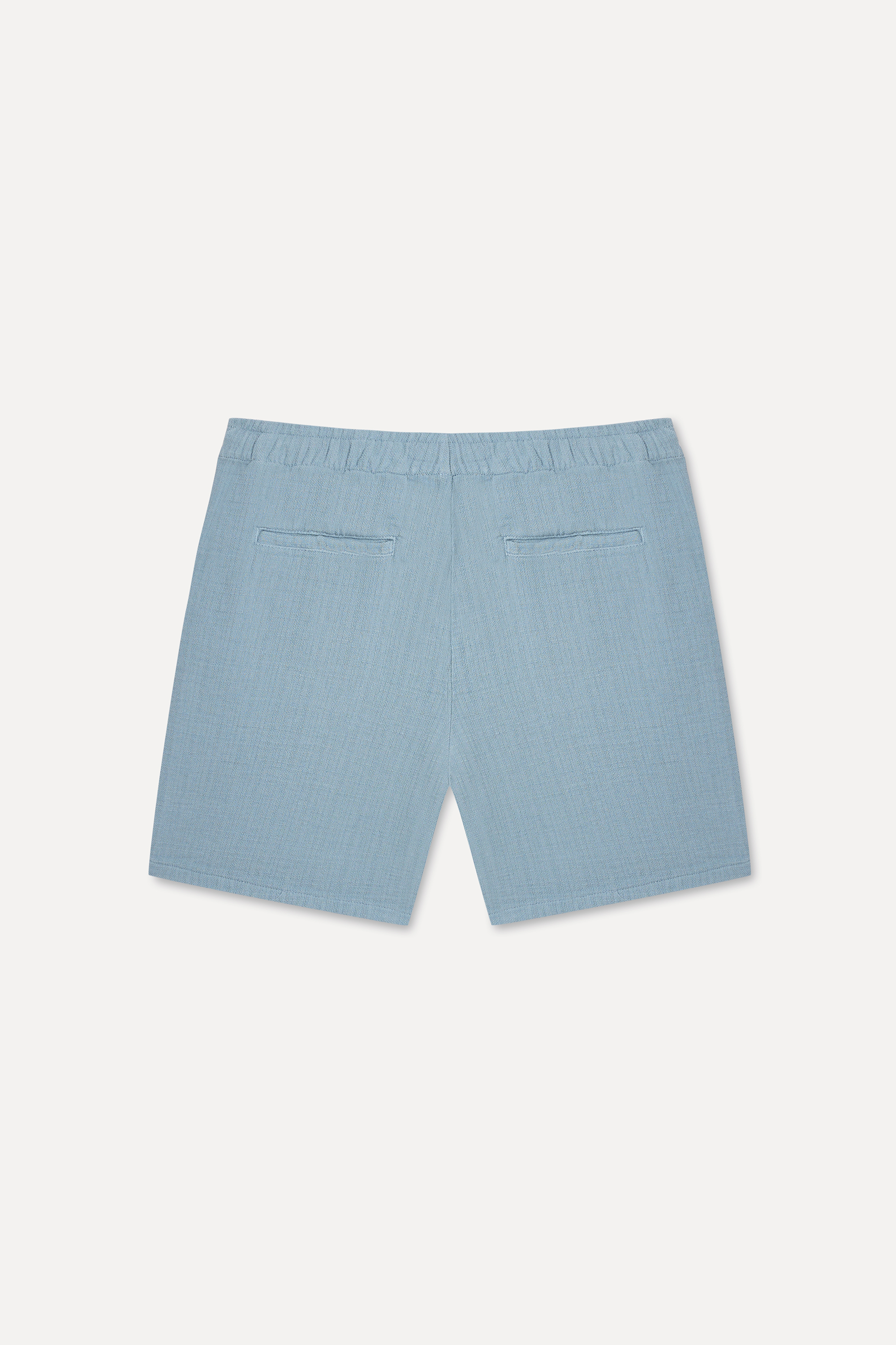 Erkek Gri Mavi Nakışlı Straight Fit Şort