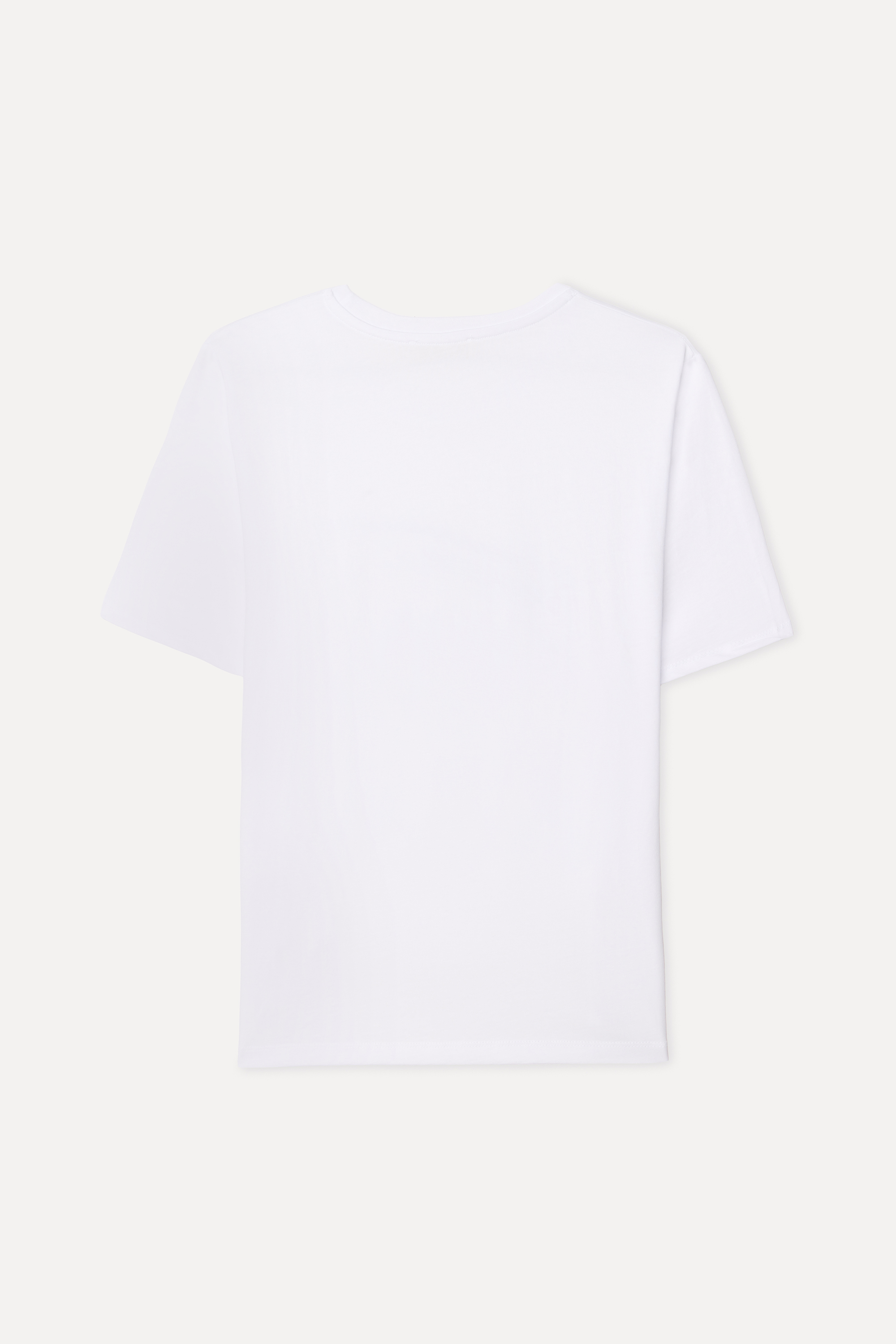 Kadın Beyaz Baskılı Bisiklet Yaka T-Shirt