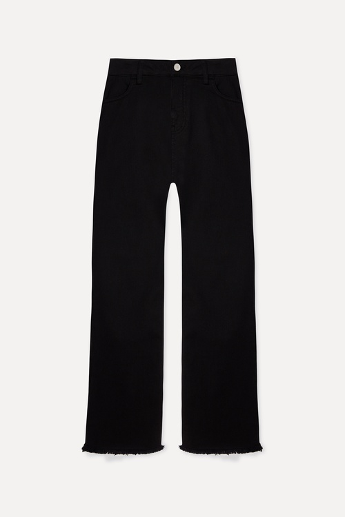  Kadın Siyah Cropped Flare Pantolon