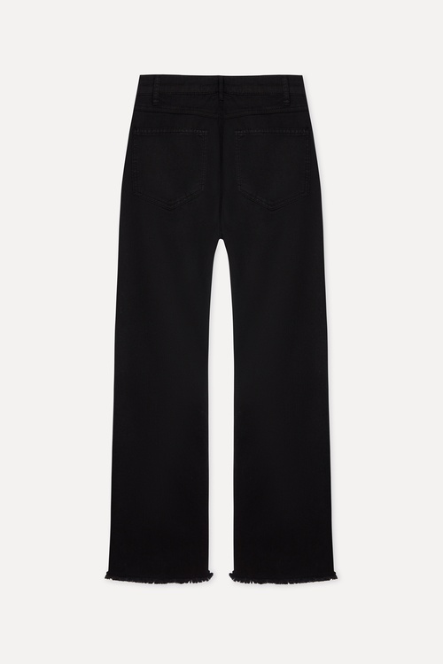 Kadın Siyah Cropped Flare Pantolon