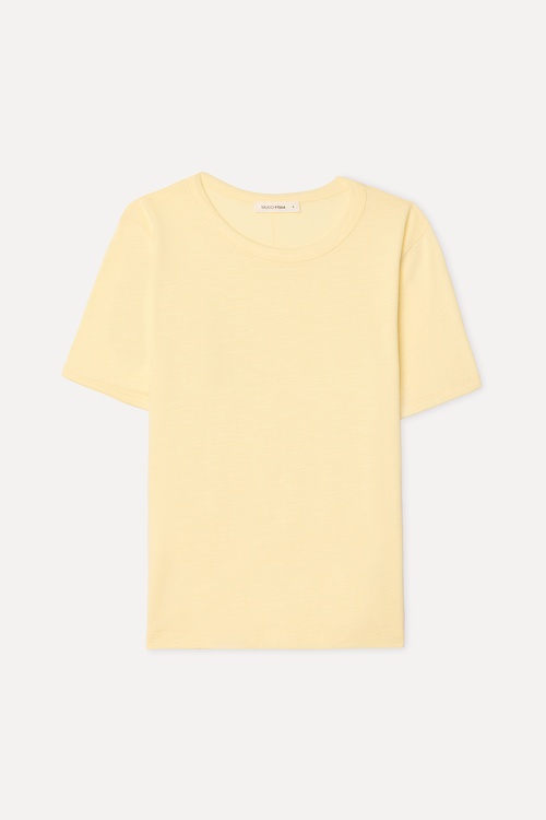 Kadın Sarı Bisiklet Yaka T-Shirt