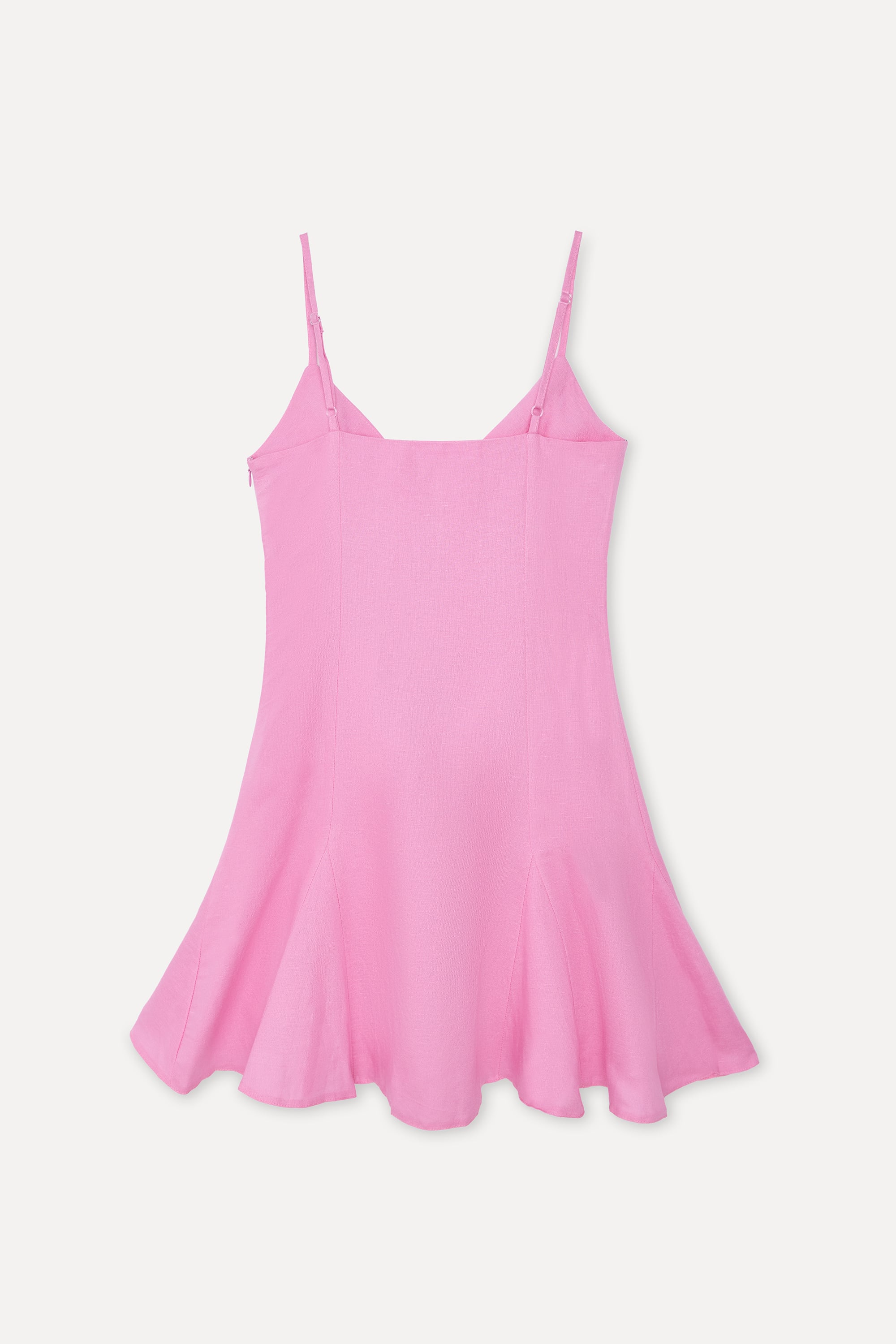 Kadın Pembe A Form Keten Karışımlı Mini Elbise