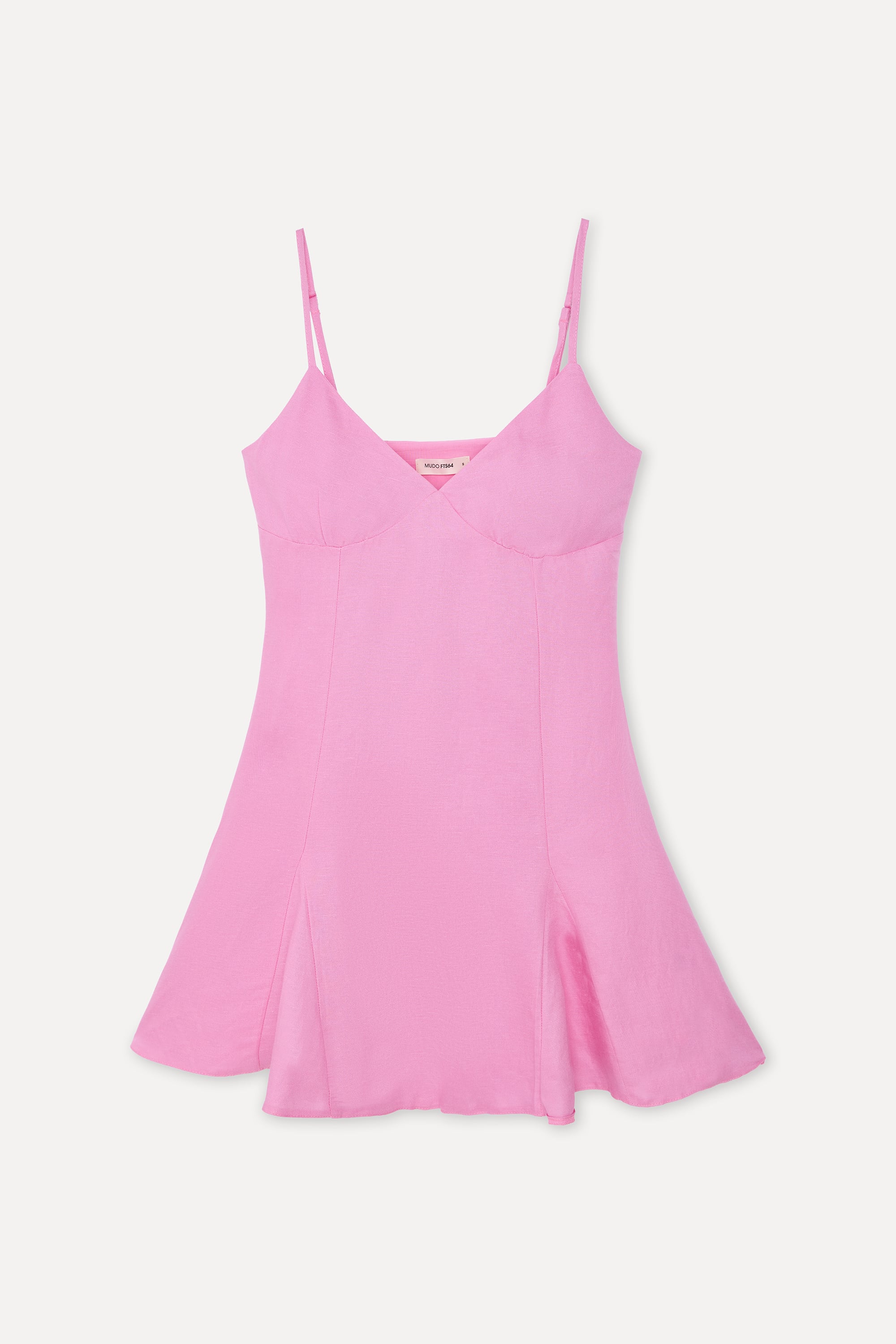 Kadın Pembe A Form Keten Karışımlı Mini Elbise