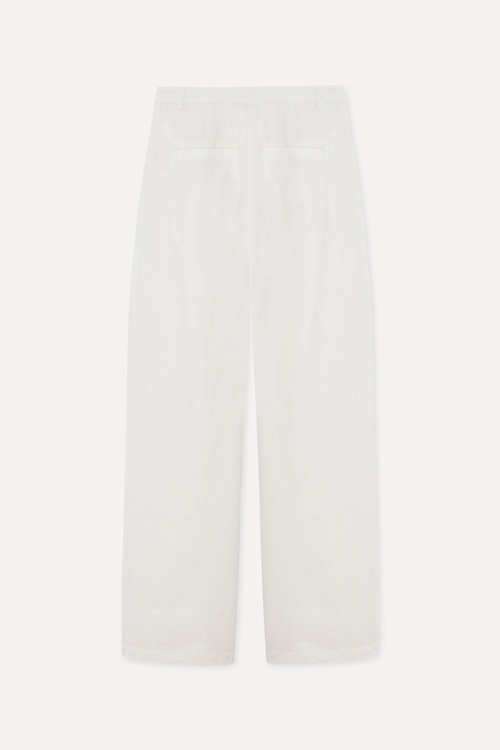 Kadın Beyaz Wide Leg Keten Pantolon