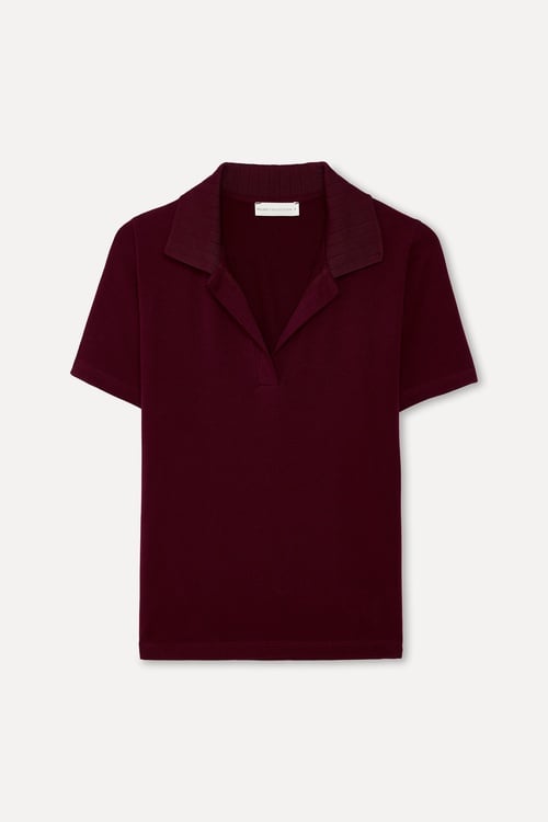  Kadın Mürdüm Polo Yaka T-Shirt