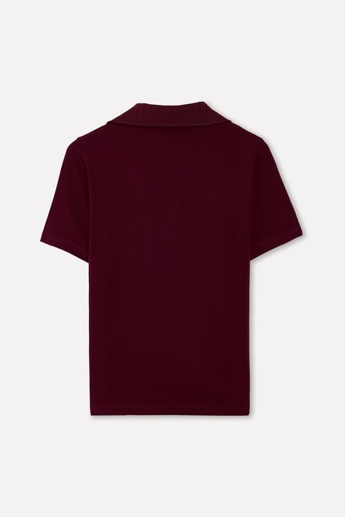  Kadın Mürdüm Polo Yaka T-Shirt
