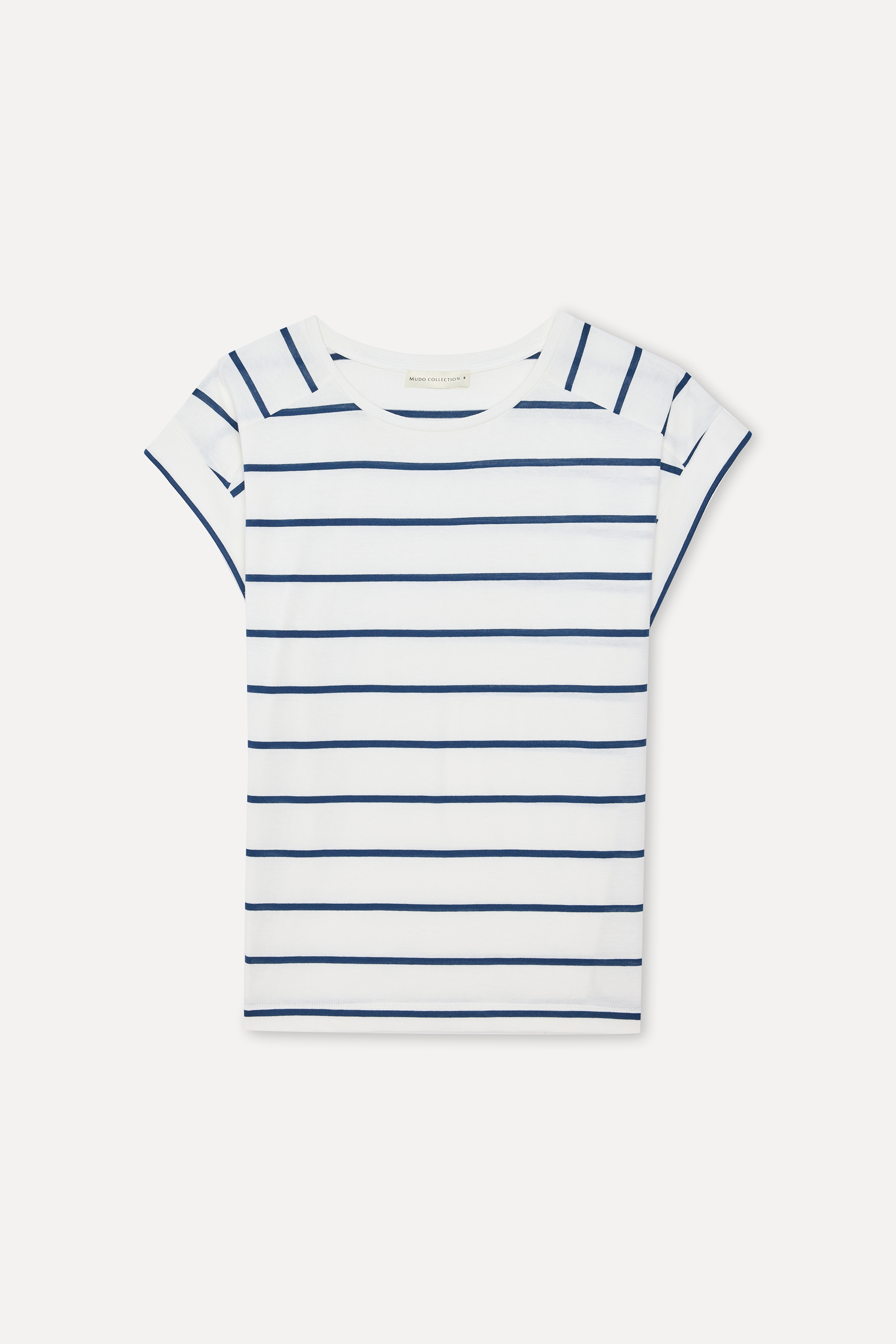 Kadın Lacivert Çizgili Bisiklet Yaka T-Shirt
