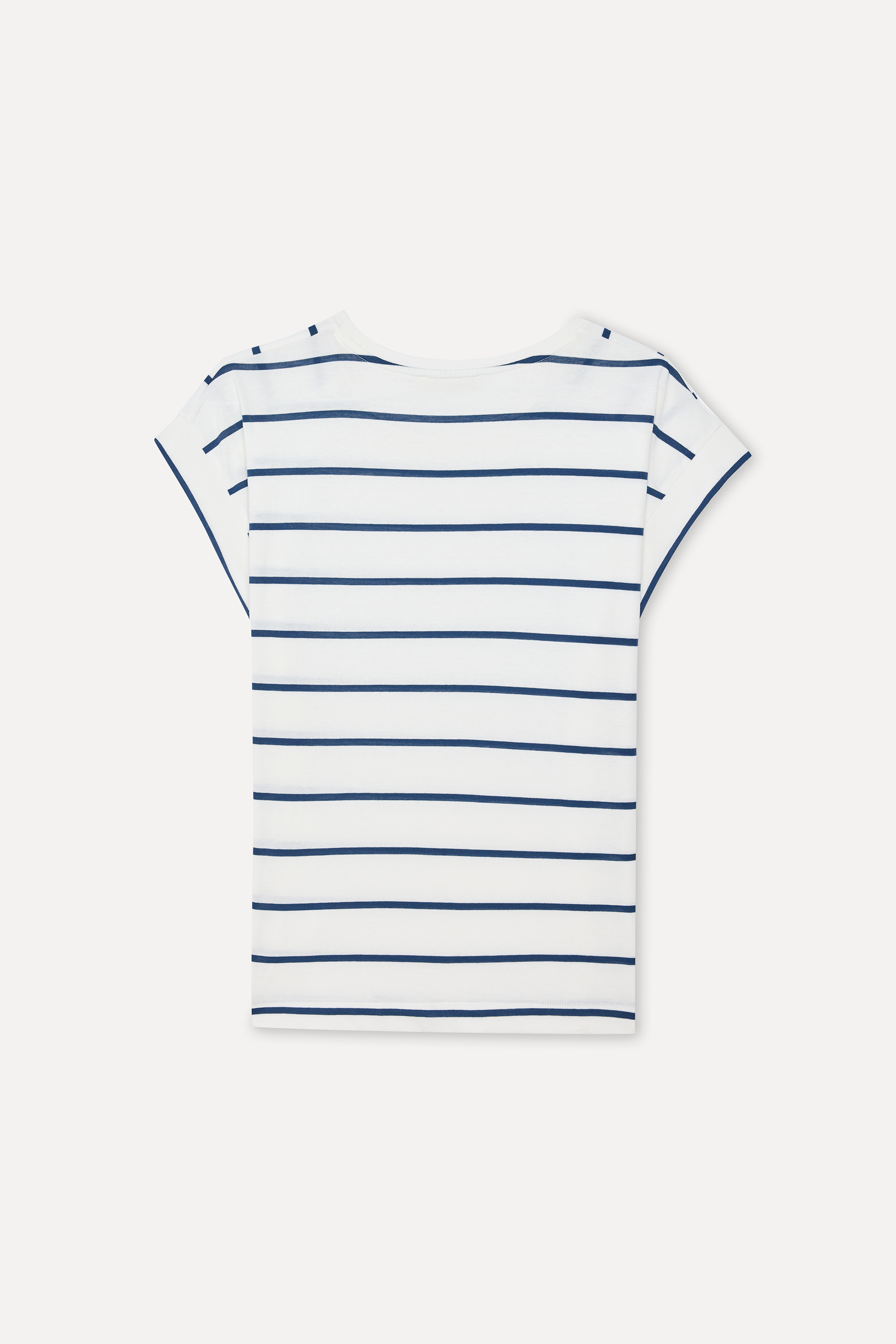 Kadın Lacivert Çizgili Bisiklet Yaka T-Shirt