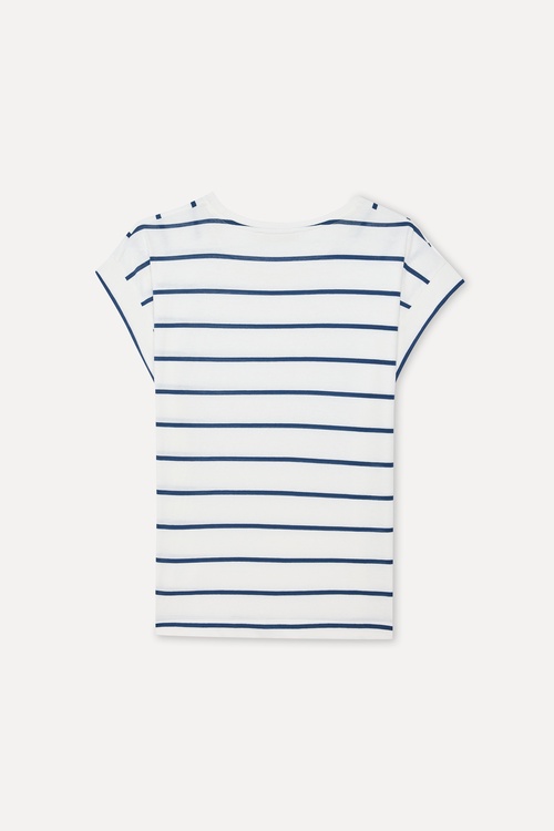 Kadın Lacivert Çizgili Bisiklet Yaka T-Shirt