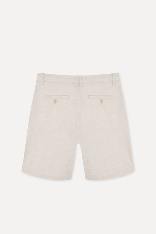  Erkek Bej Rengi Jakarlı Straight Fit Şort