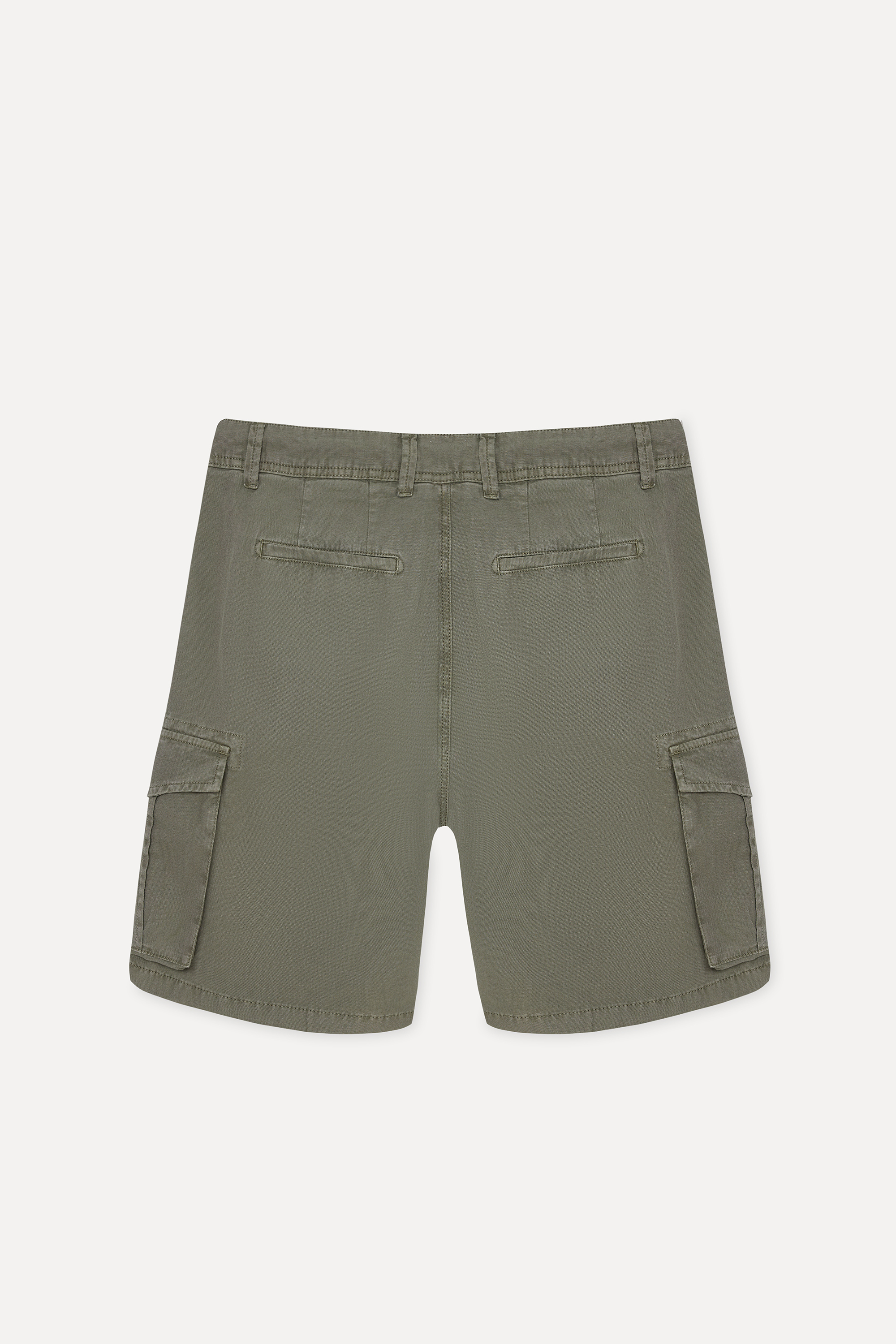 Erkek Haki Straight Fit Kargo Şort