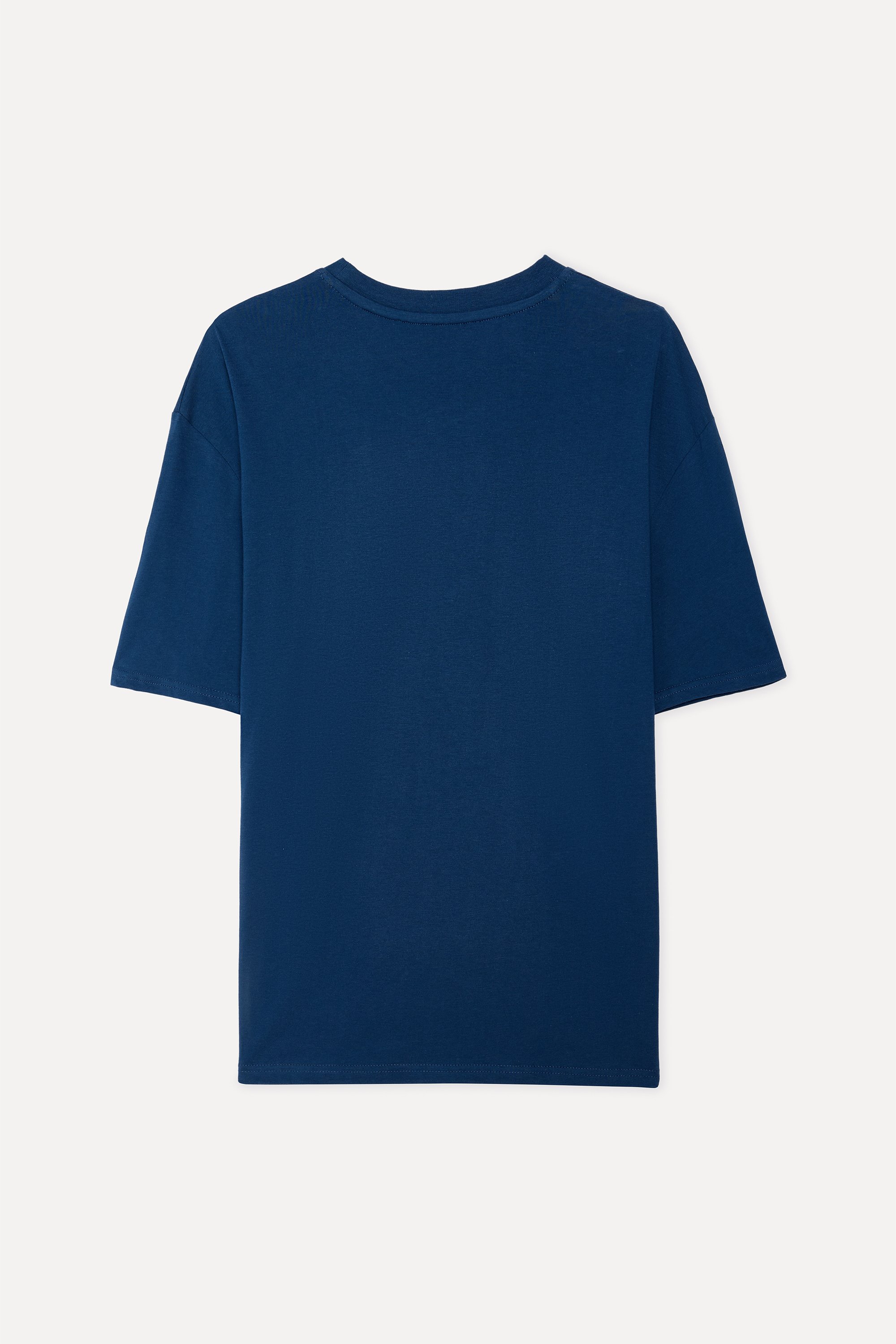 Erkek İndigo Baskılı Bisiklet Yaka T-Shirt