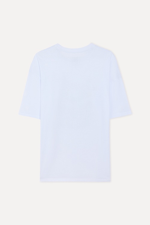 Erkek Beyaz Baskılı Oversize T-Shirt