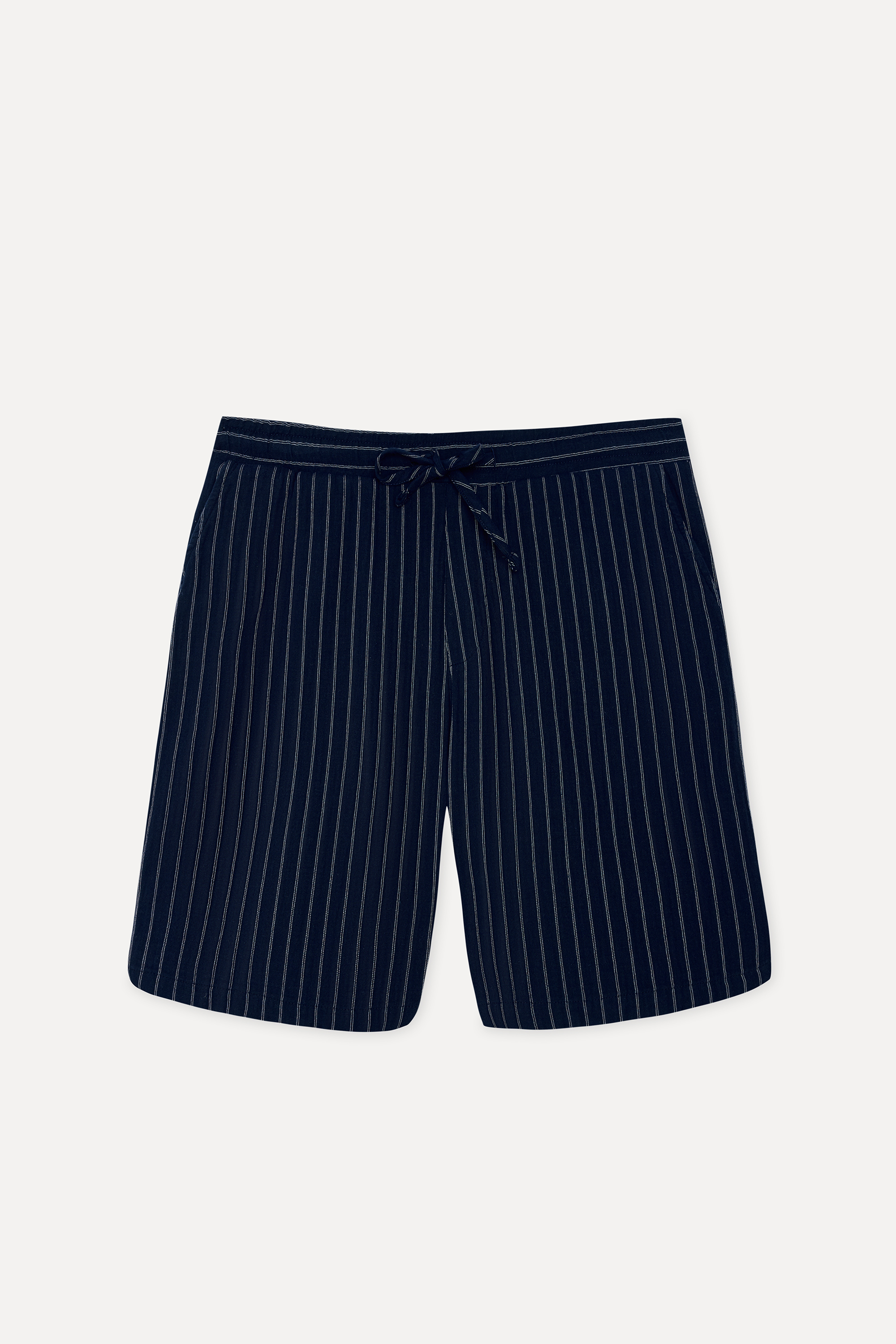 Erkek Lacivert Çizgili Straight Fit Şort