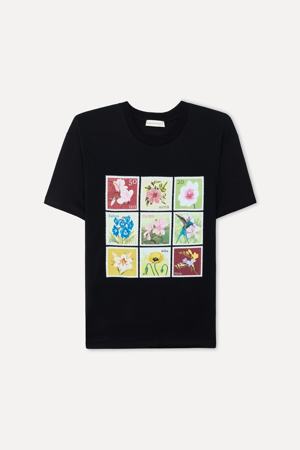 Kadın Siyah Baskılı Bisiklet Yaka T-Shirt