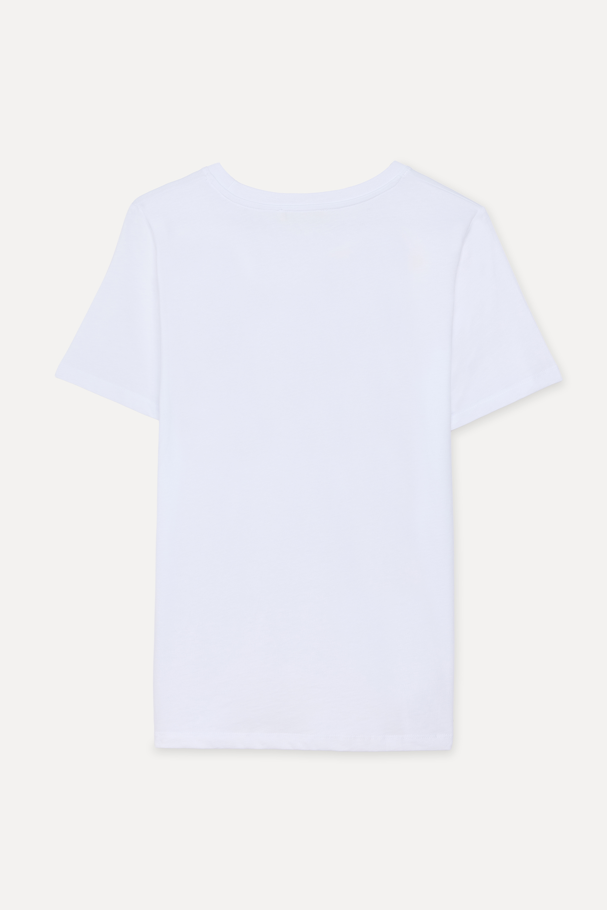 Kadın Beyaz Baskılı Bisiklet Yaka T-Shirt