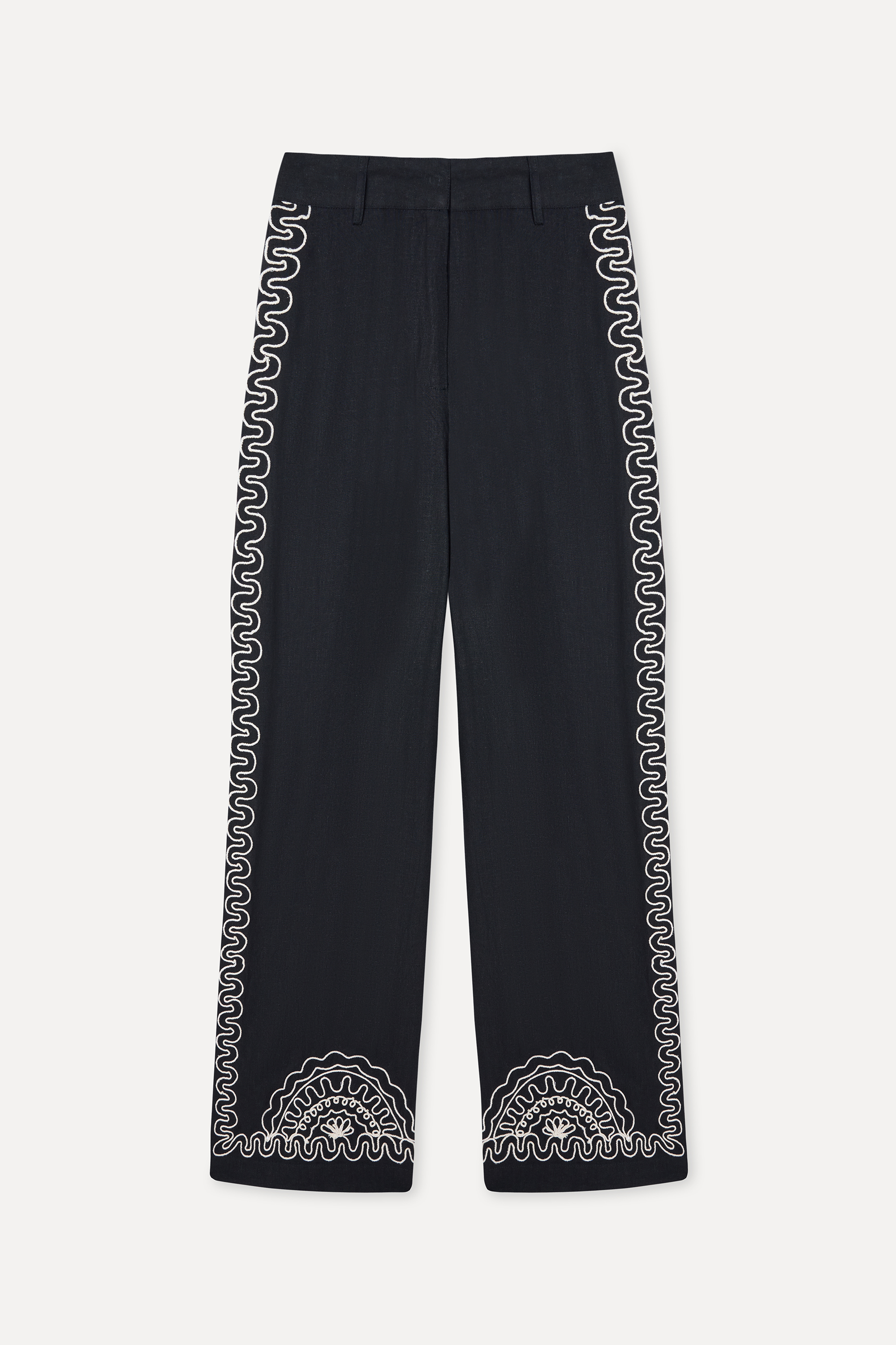 Kadın Siyah Nakışlı Wide Leg Pantolon