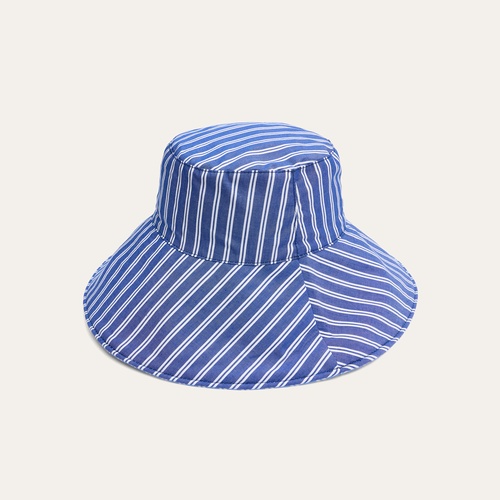 Kadın Mavi Çizgili Bucket Şapka