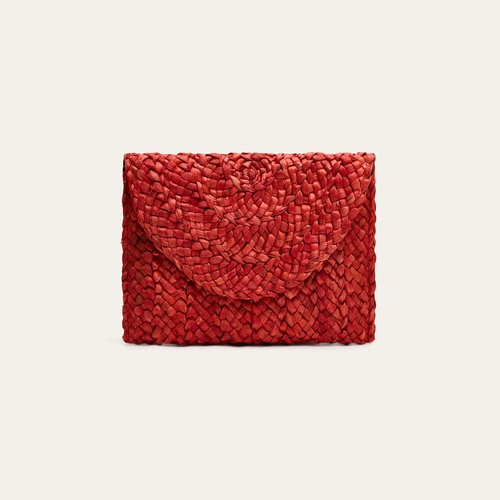 Kadın Kırmızı Hasır Portföy Çanta