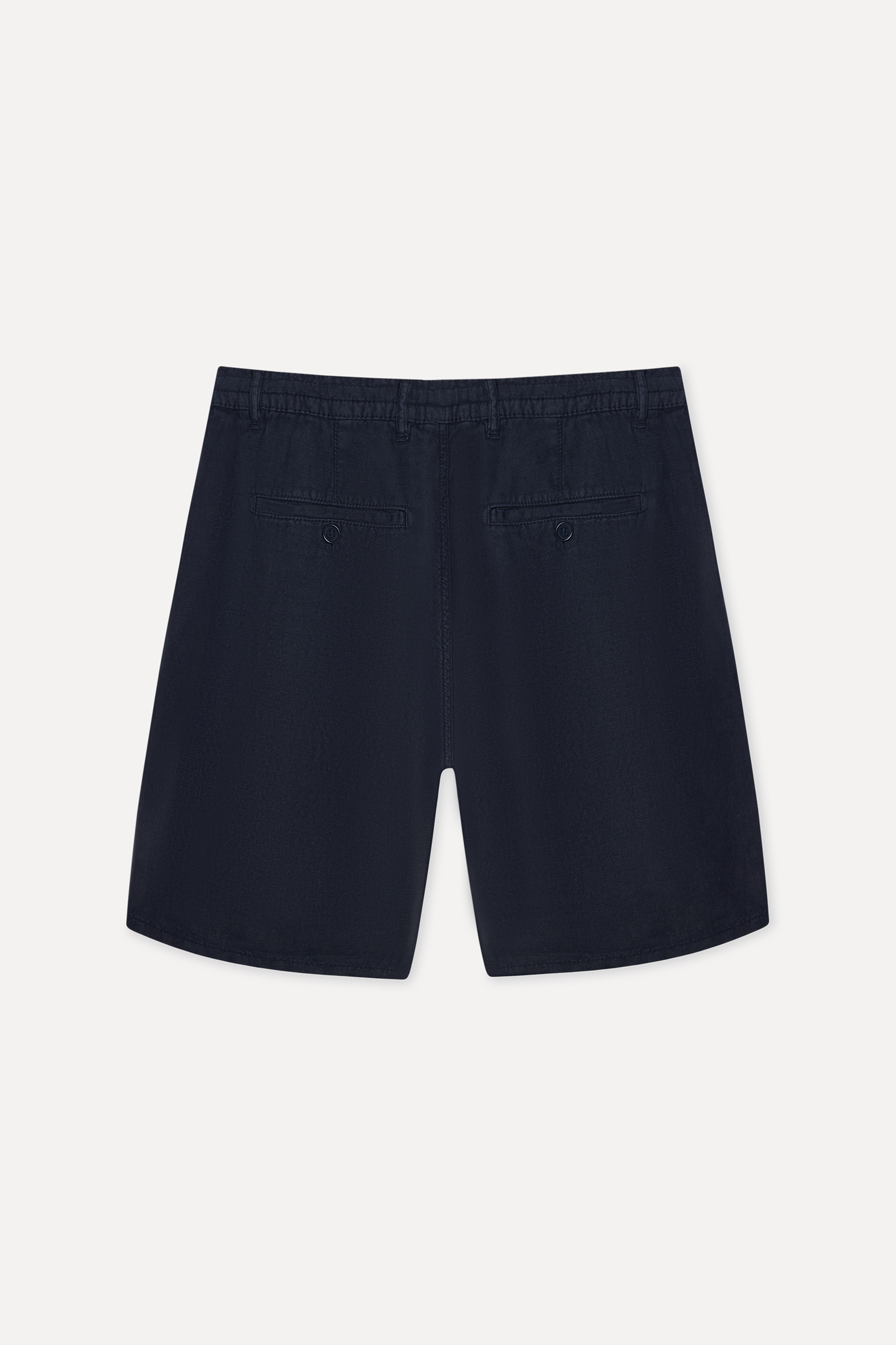 Erkek Lacivert Straight Fit Keten Şort
