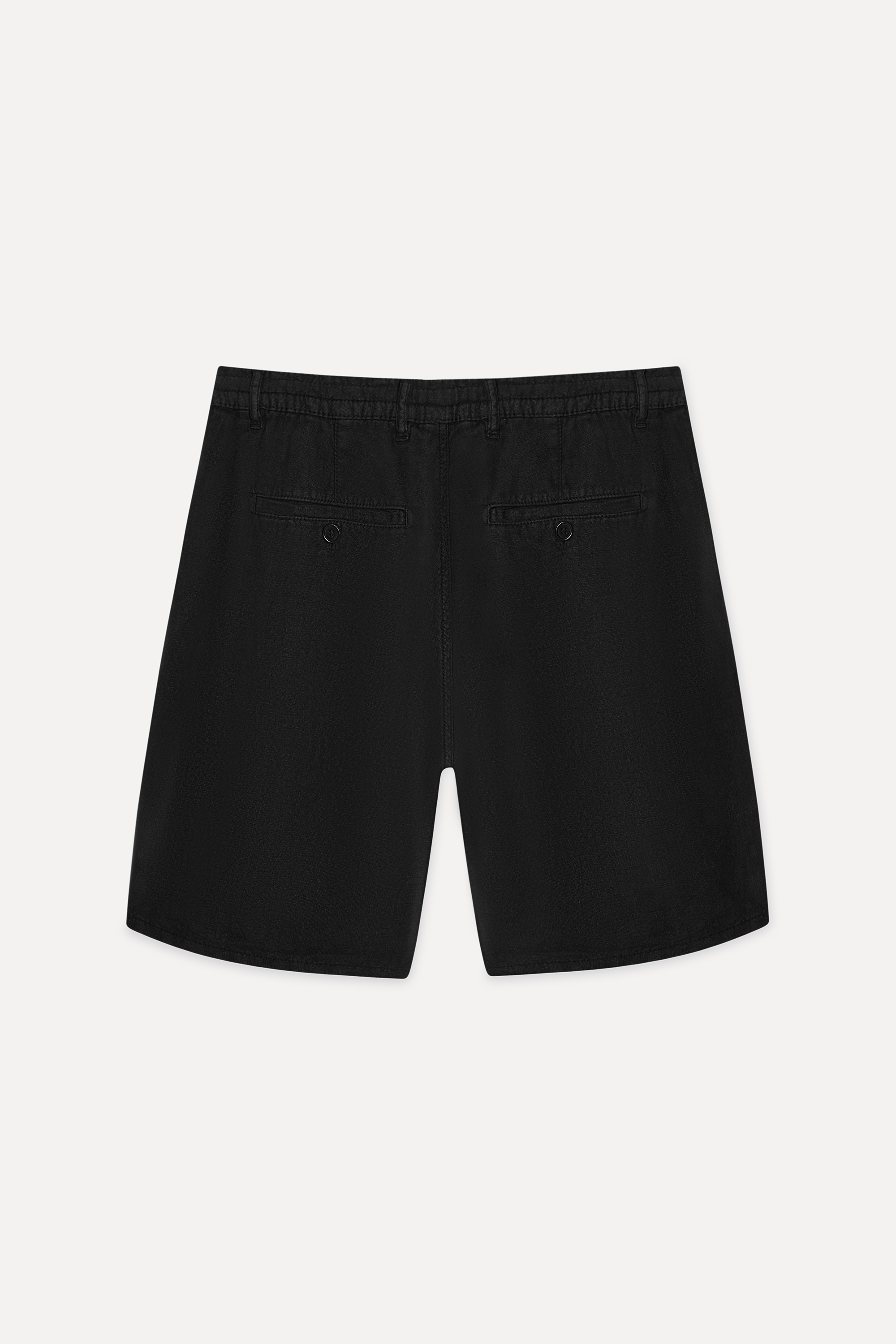 Erkek Siyah Straight Fit Keten Şort