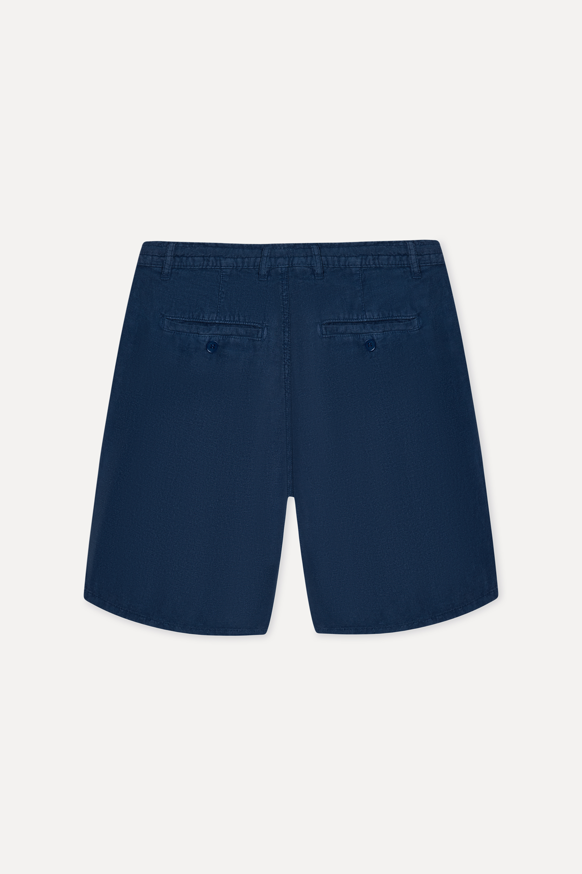 Erkek İndigo Straight Fit Keten Şort