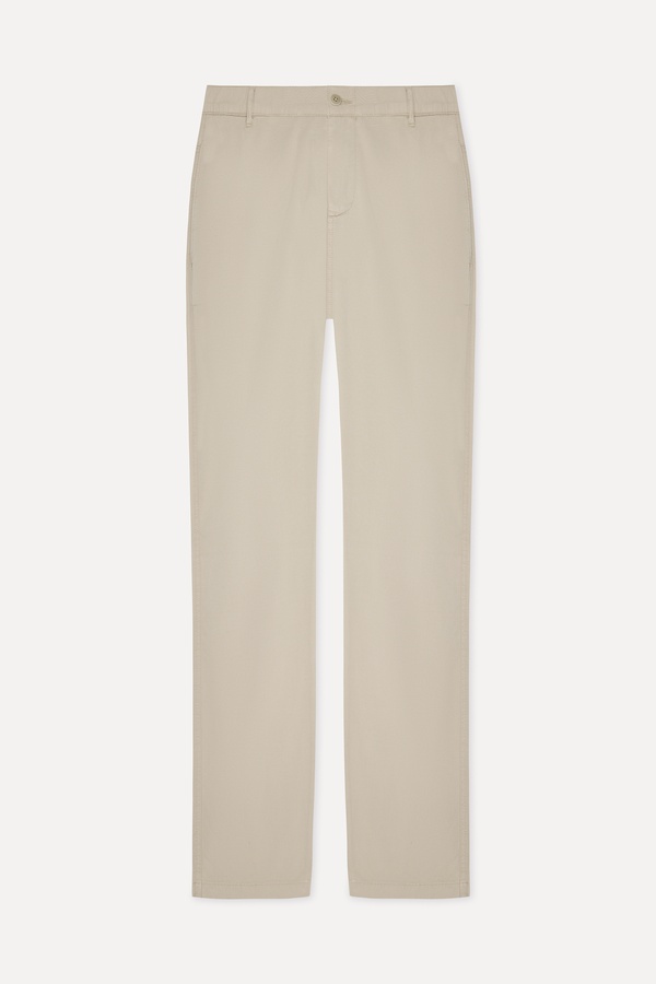 Erkek Bej Rengi Straight Fit Chino Pantolon