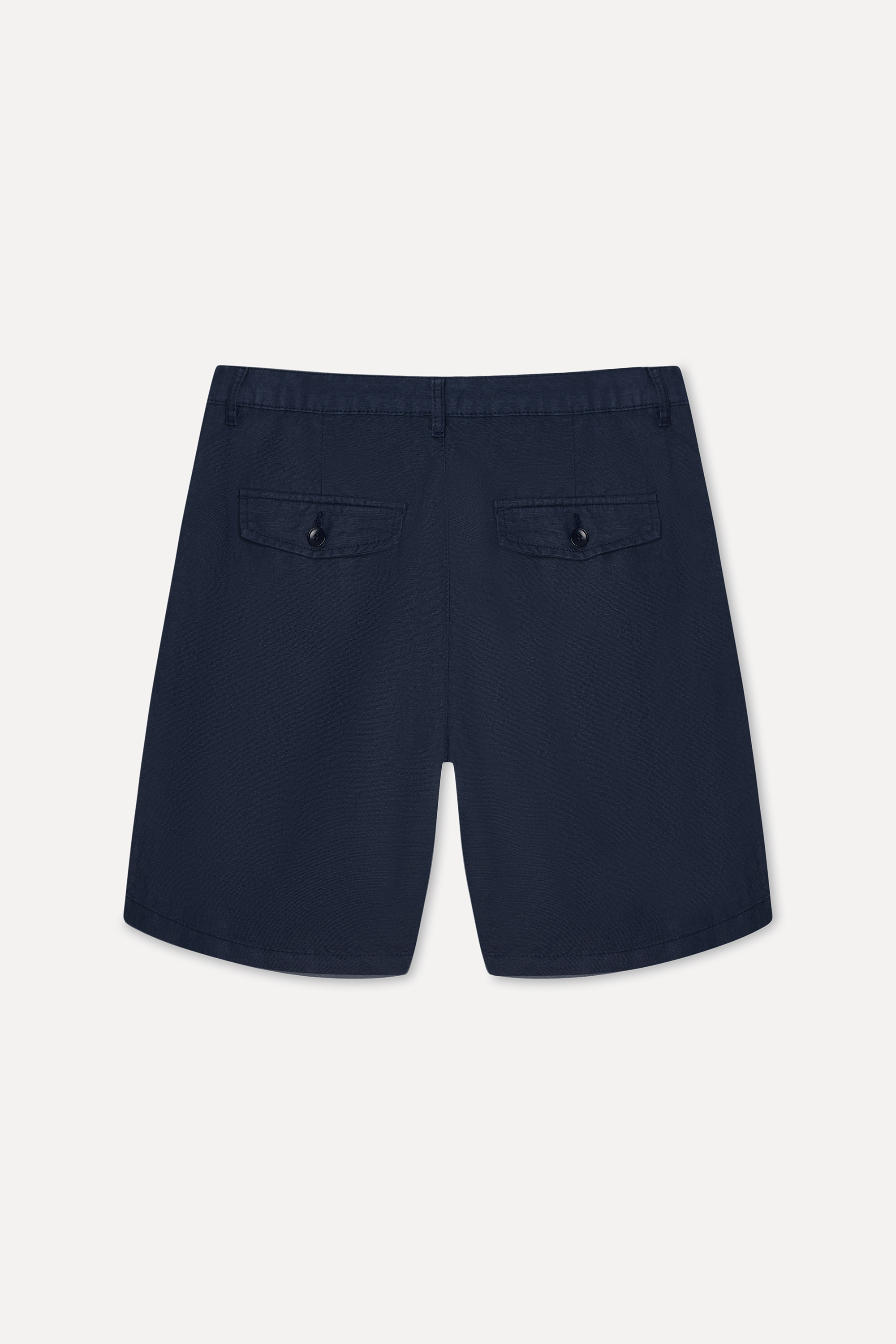 Erkek İndigo Straight Fit Keten Şort