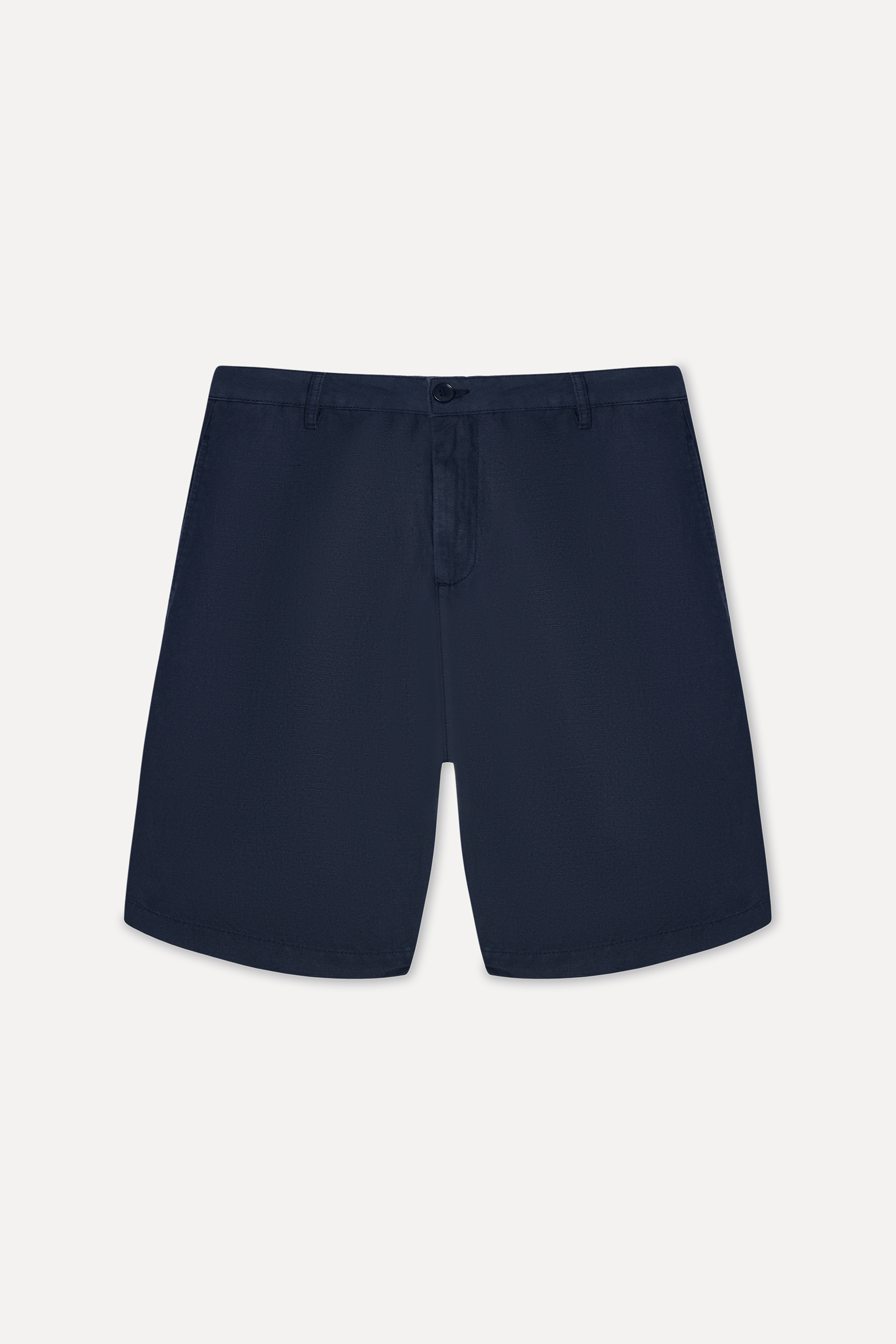 Erkek İndigo Straight Fit Keten Şort