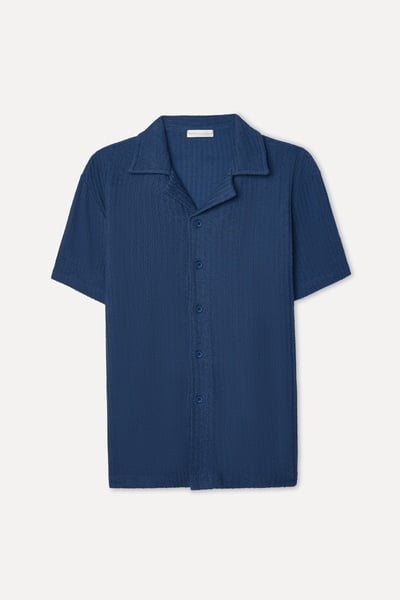 Mudo Erkek Indigo Comfort Fit Resort Yaka Kısa Kollu Gömlek