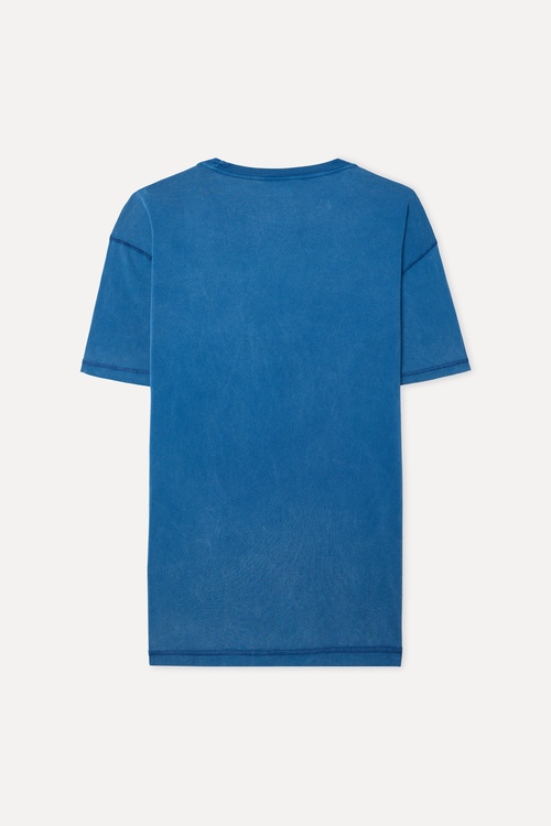  Erkek İndigo Relax Fit Bisiklet Yaka T-Shirt