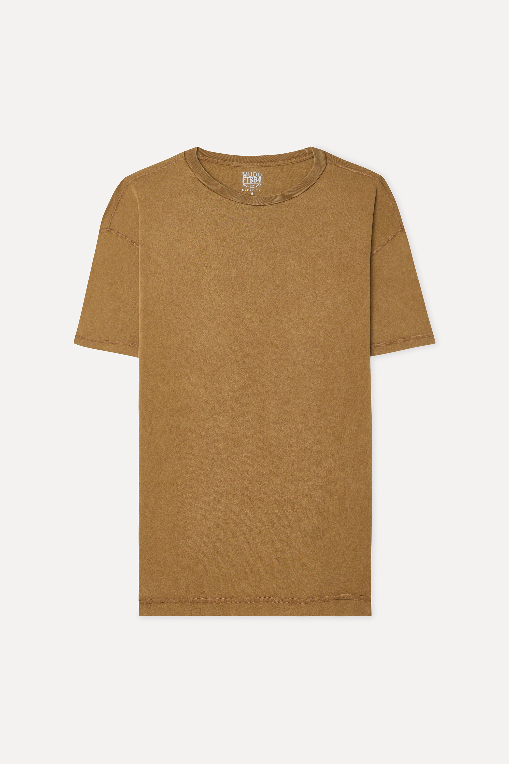 Erkek Taba Rengi Relax Fit Bisiklet Yaka T-Shirt