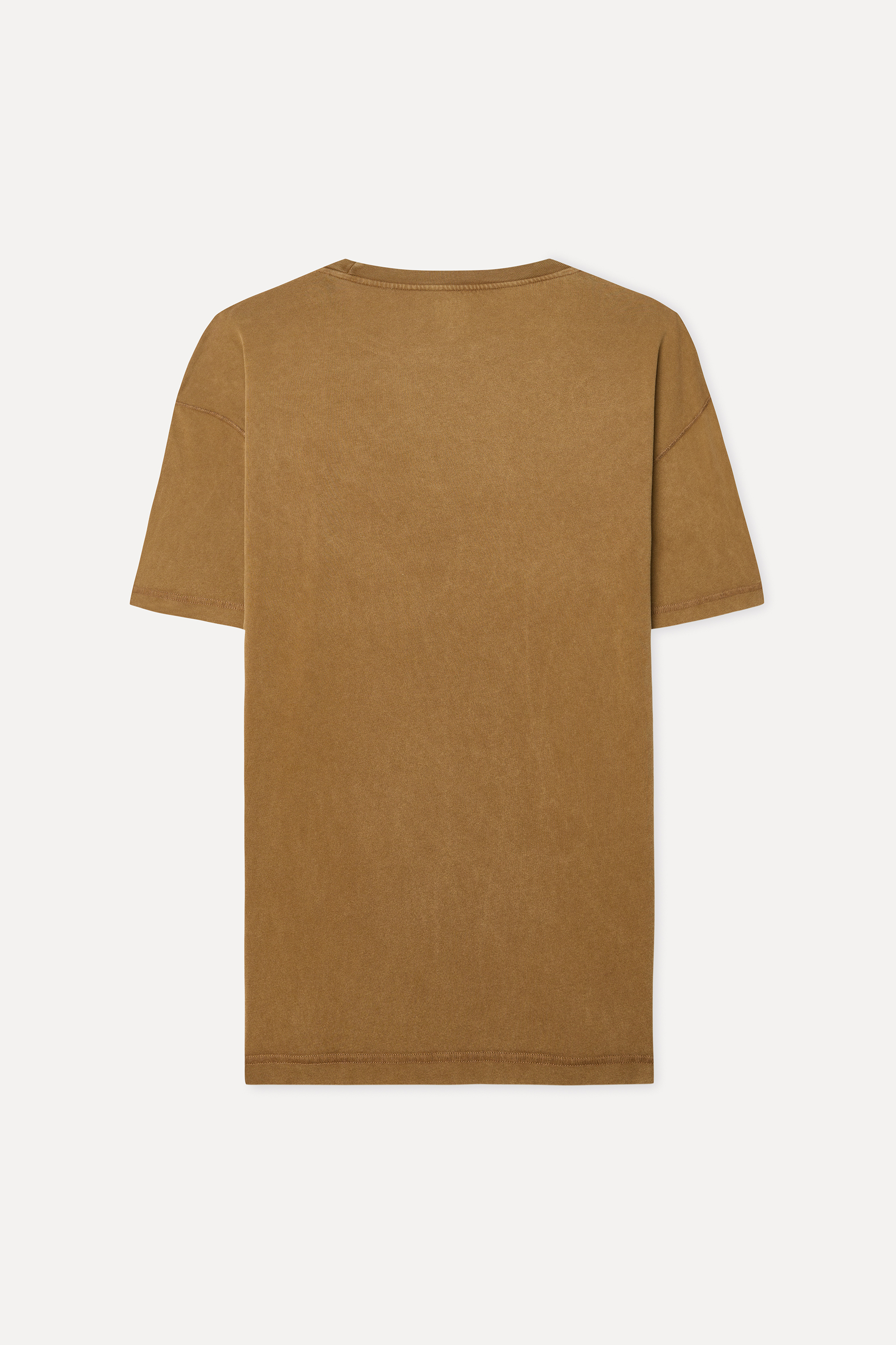 Erkek Taba Rengi Relax Fit Bisiklet Yaka T-Shirt