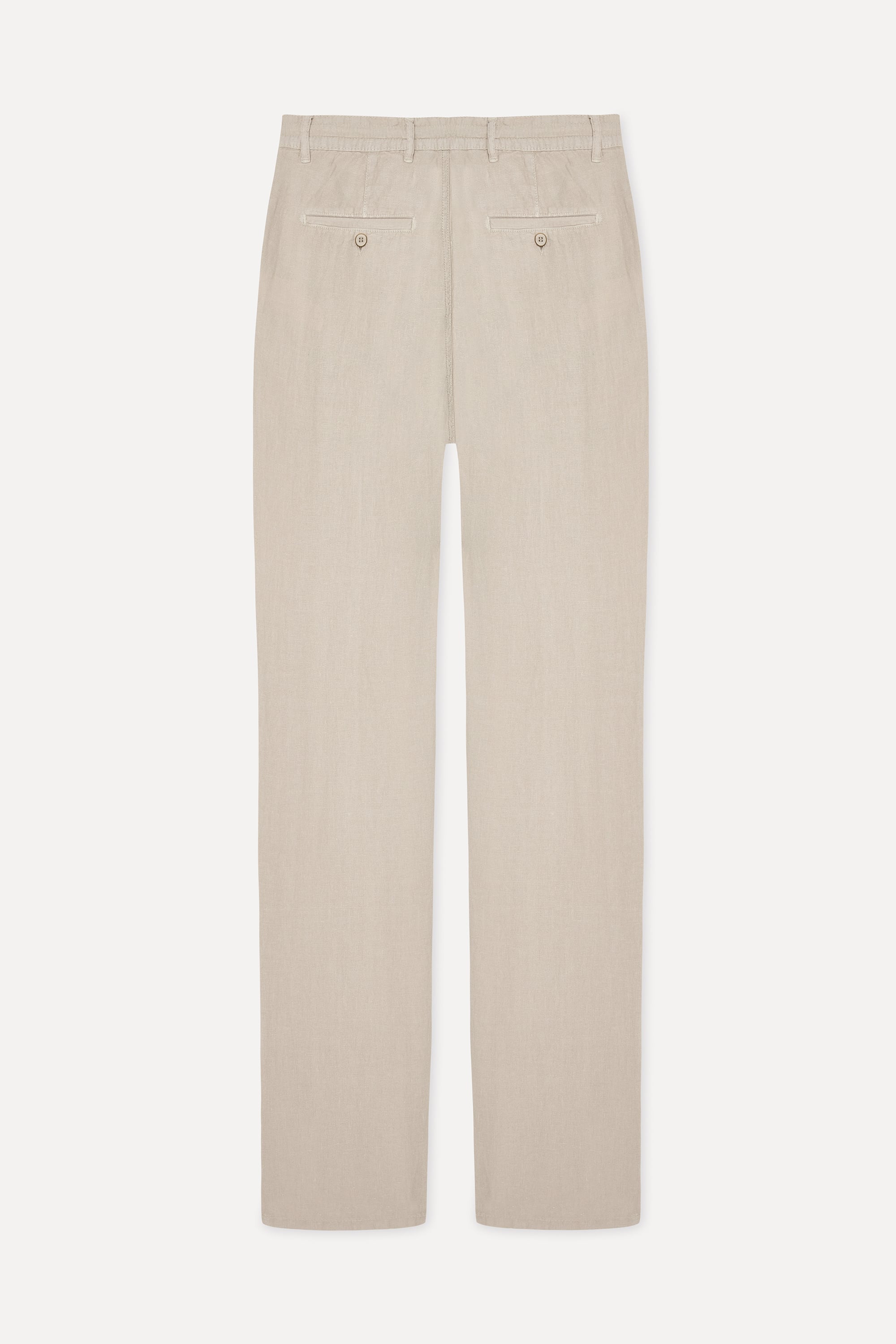 Erkek Bej Rengi Straight Fit Keten Pantolon