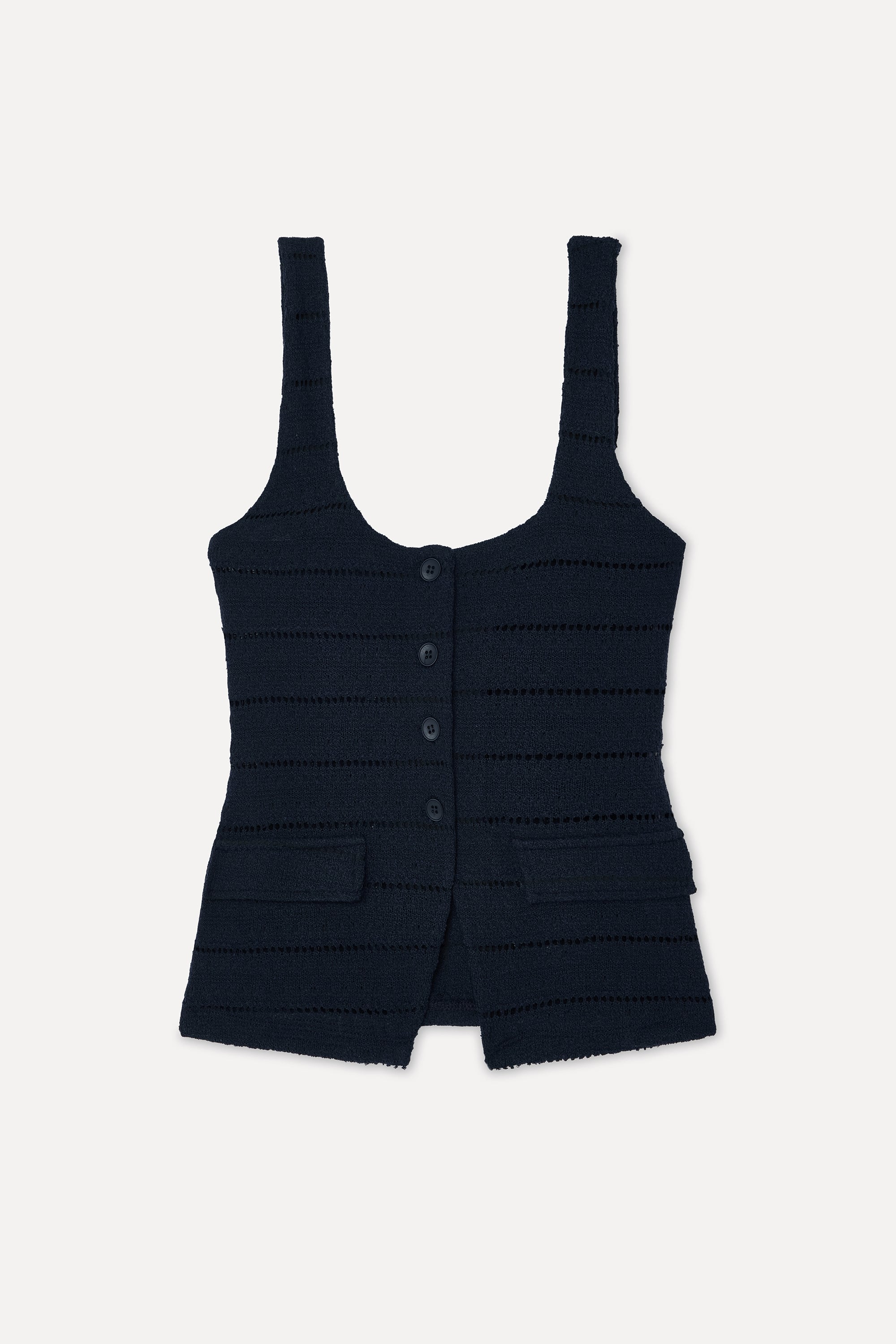 Kadın Lacivert Fitted Düğmeli Atlet