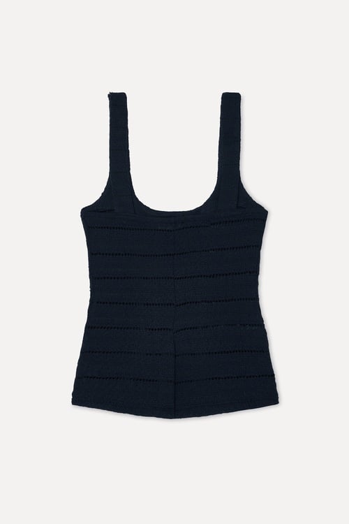 Kadın Lacivert Fitted Düğmeli Atlet