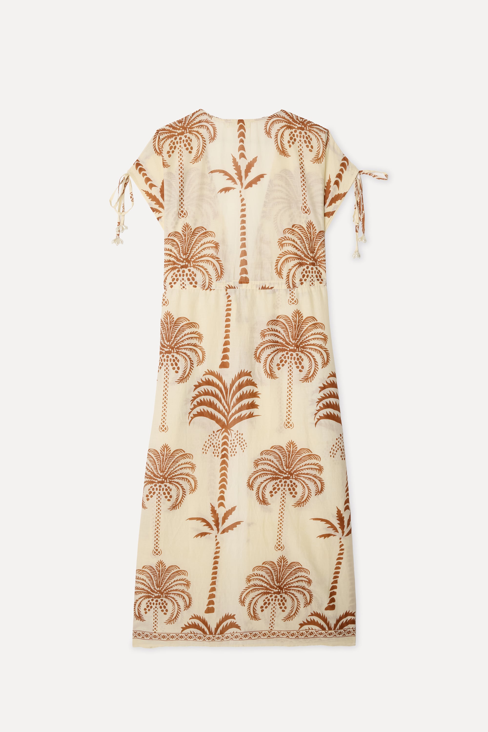 Kadın Ekru Desenli Oversize Midi Kimono