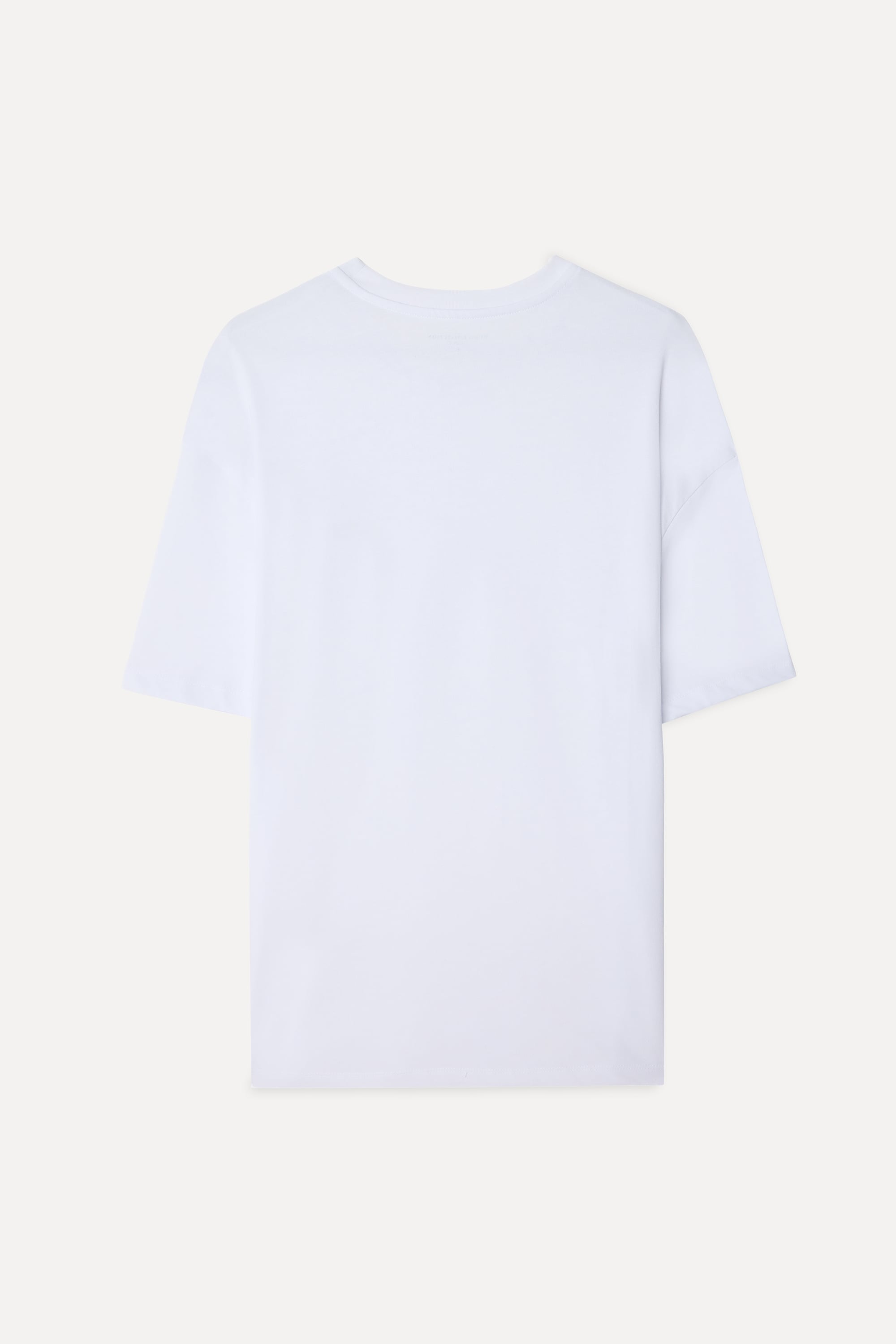 Erkek Beyaz Baskılı Oversize Bisiklet Yaka T-Shirt