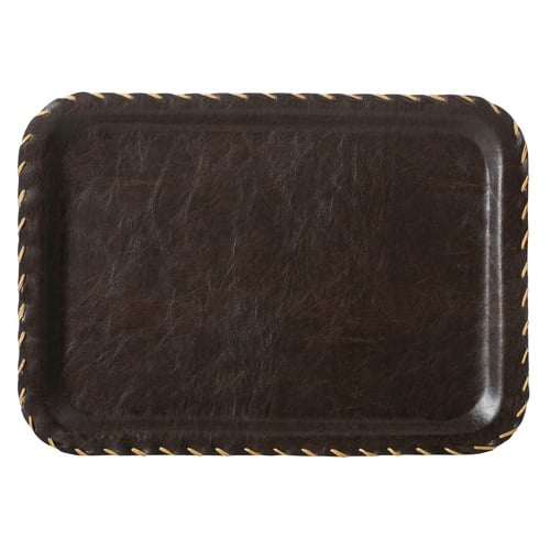 VINTAGE DİKDÖRTGEN TEPSİ 24X34 CM KOYU KAHVE