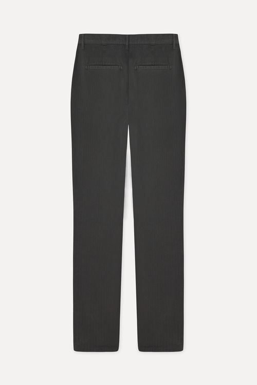 Erkek Haki Balıksırtı Desenli Straight Fit Pantolon