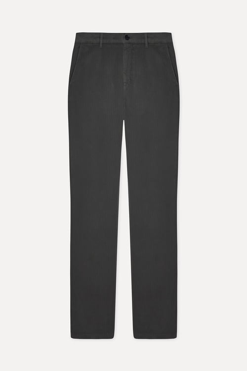 Erkek Haki Balıksırtı Desenli Straight Fit Pantolon