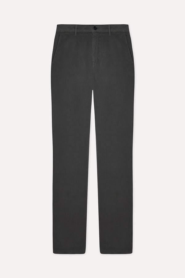 Erkek Haki Balıksırtı Desenli Straight Fit Pantolon
