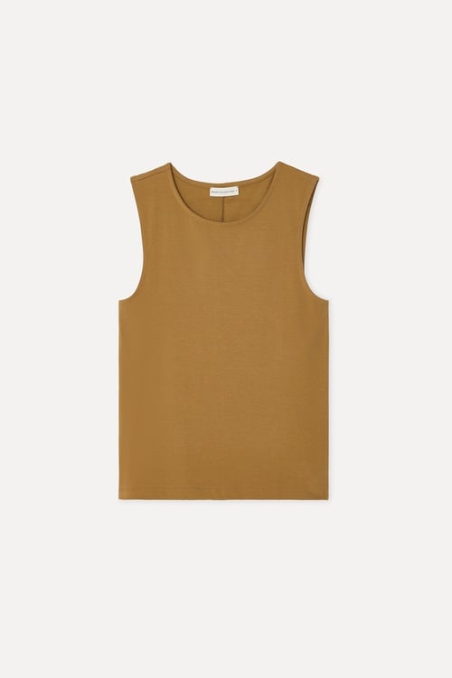Kadın Bej Rengi Bisiklet Yaka Kolsuz T-Shirt