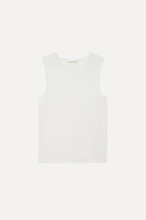 Kadın Kırık Beyaz Bisiklet Yaka Kolsuz T-Shirt