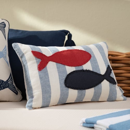 TWIN FISH ÇİZGİLİ KIRLENT LACİVERT 35X50 CM